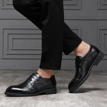

2020 new men's leather shoes fashion All-match business summer men's shoes black casual round head black shoesТуфли мужские
