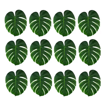 

36 Pcs Tropical Artificial Plant Palm Leaves - Decoration Leaf Table Decor Accessories (15cm+20cm+35cm)