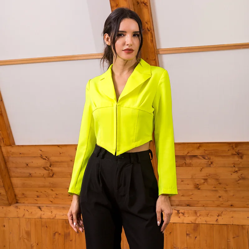 

Women Blazers Fashion Korean Style Women Solid Color V-neck Long-sleeved Cardigan Suit Sexy Women's Clothing Blazer Femme 2019