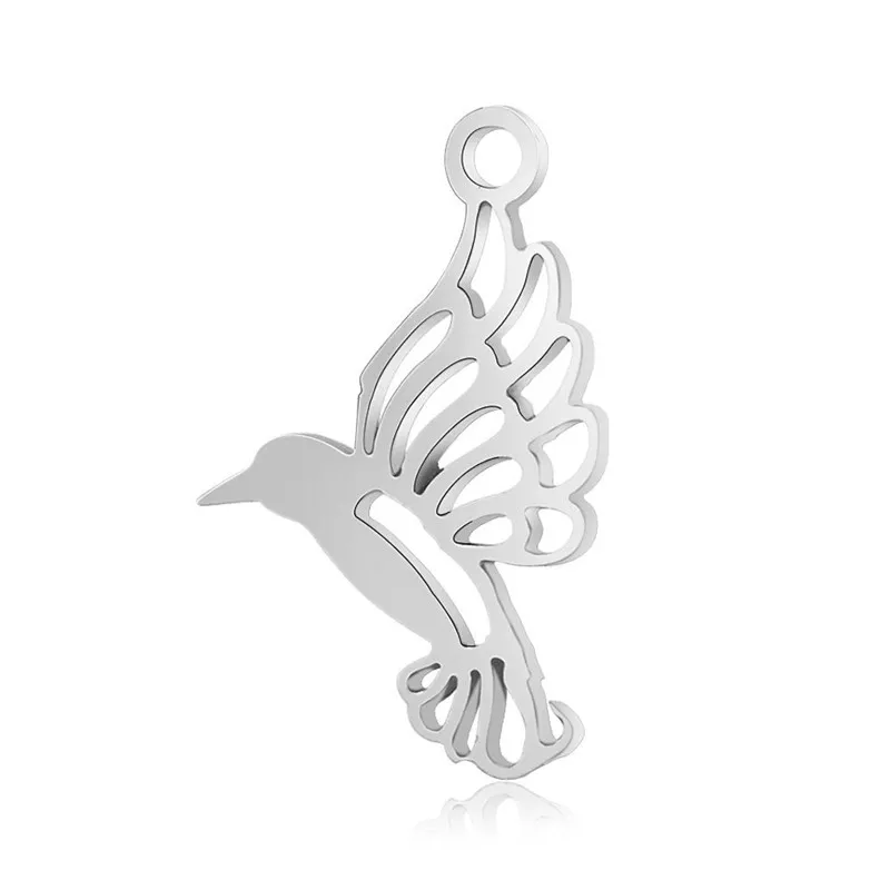 

5pcs/lot Stainless Steel Charms High Polished shell Hummingbird Pendant DIY necklace Jewelry Making Accessories wholesale