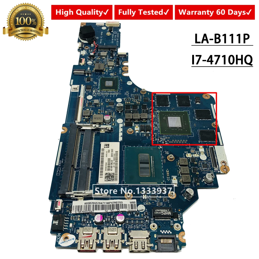 discounted  For Lenovo Y50-70 Laptop Motherboard With i7-4710HQ SR1PX ZIVY2 LA-B111P mainboard