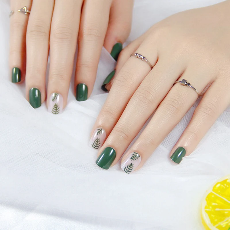 1 Set Новая мода вино красный накладные ногти 24 шт короткая овальная форма, комплект Шампань декор с пайетками искусственные Кончики ногтей с клеем, стикер - Цвет: 1 Set