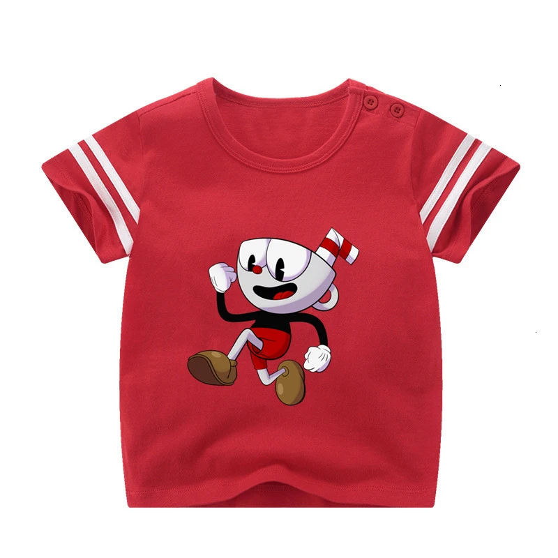 Boys or Girls Cuphead cartoon Kids sport motion T Shirt Children T-shirt Baby Toddler Summe Tops Anime cartoon Tees wholesale - Цвет: as picture
