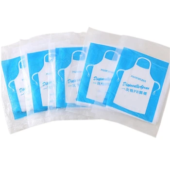 

200Pcs Disposable Aprons Transparent White Beauty Bib Aprons for Painting Cooking Beauty Salon