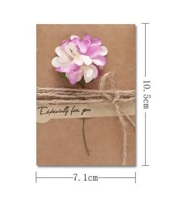 5 шт. ретро DIY крафт-бумага Пригласительные открытки с конвертом ручной работы сухой цветок свадебные приглашения конверты
