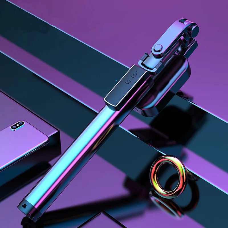 Bluetooth селфи-палка со скрытым штативом заполняющая свет селфи-палка ручной пульт дистанционного управления цельнометаллический селфи-палка для смартфона