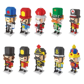 

Nutcracker Doll Soldier Mini Blocks Cartoon Miniature Figurines New Year Christmas Ornaments Home Decor