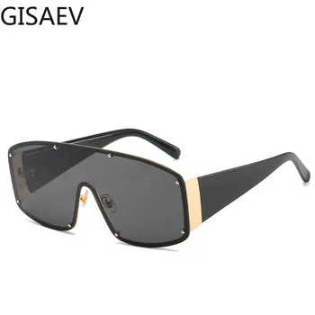 

Driving Glasses Women Man Oversized Siamese Frame Sunglasses Large Vintage Metal Rivets Pilot Goggles Fashion Glasses Male UV400