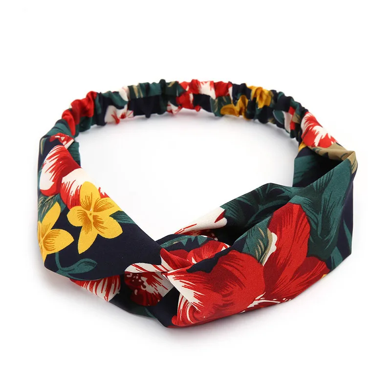 

2020 Women Soft Headbands Retro Printed Ladies Cross Knot Elastic Hair Bands Turban Headwear Headwrap Scrunchie Hair Accessories