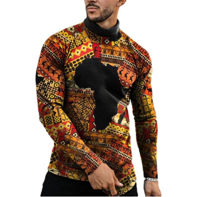 Tega Long Sleeve Printing Dashiki Shirt - Image 2