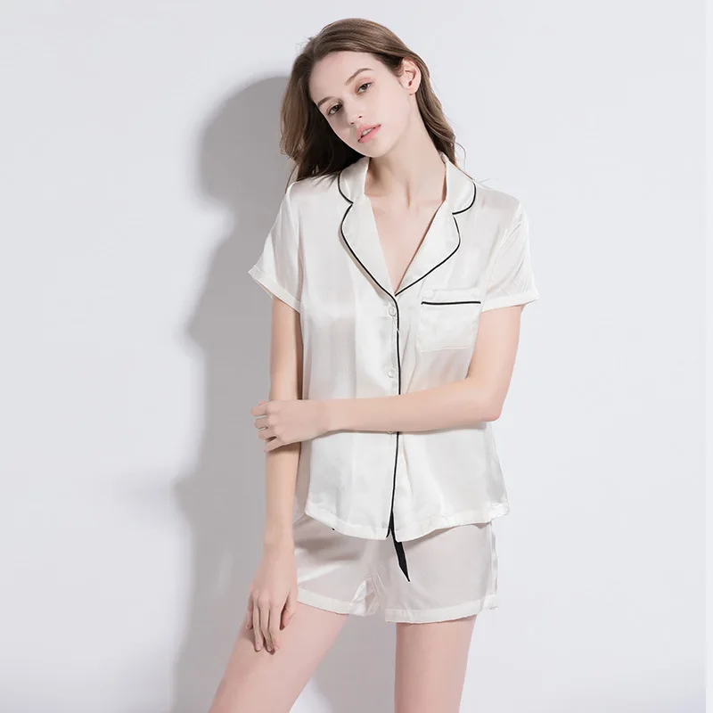 silk pajamas shorts set night Silk Pajamas female Home Clothes 100