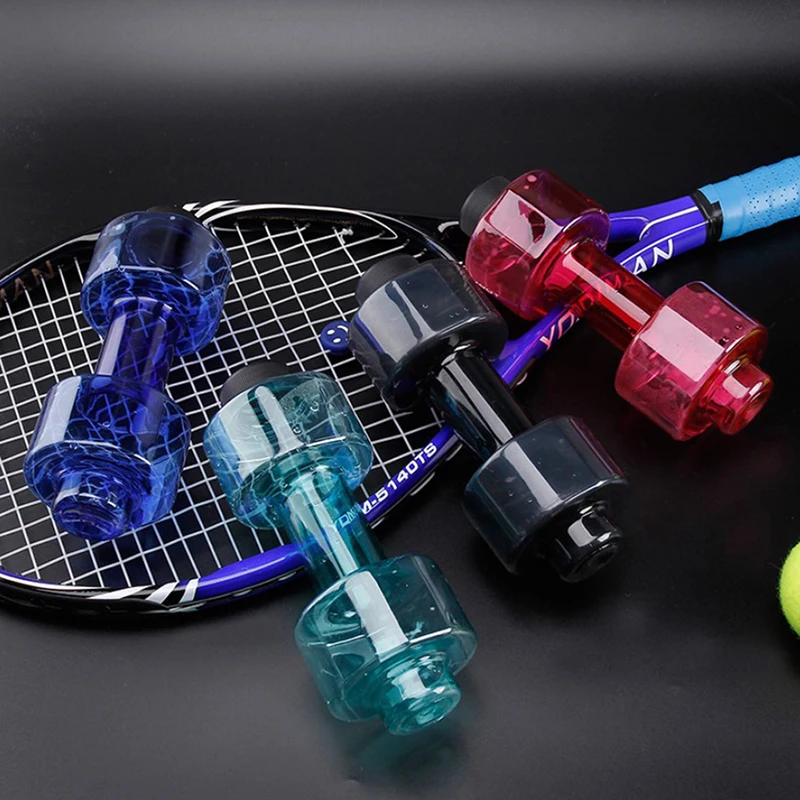 Sports Water Bottles 550ml Leakproof Portable Unbreakable Plastic Bottle Shaker BPA Fitness Dumbbell Unisex 4 Colors water dumbbell bottle