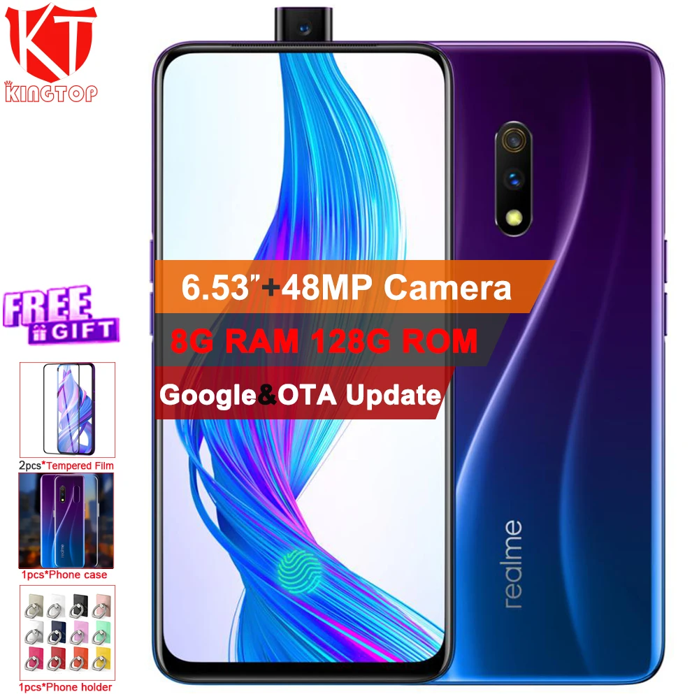 Мобильный телефон Realme X 8 ГБ 128 ГБ 6,5" Android 9 Восьмиядерный 16MP+ 48MP+ 5MP камера отпечатков пальцев смартфон с play store