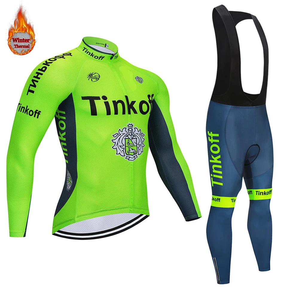 1 Tinkoff велосипедная майка Pro Team, зимний теплый флисовый комплект с длинным рукавом, Ropa Ciclismo, велосипедный триатлон, комплект для велоспорта - Цвет: 1
