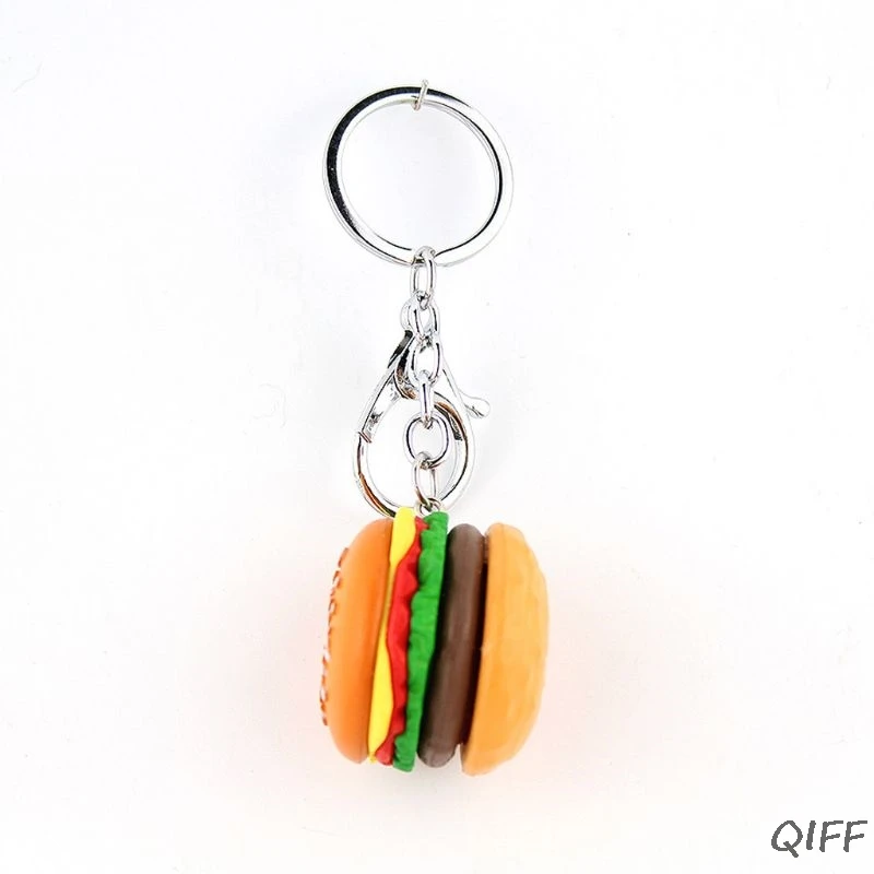 

Hamburger Cheeseburger Polymer Clay Key Chain Simulation Food Pendant Keyring
