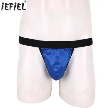 

Erotic G-string Men Thong Sexy Underwear Soft Shiny Satin Low Rise Panties Summer Fashion Low Rise High Cut Bikini Men Briefs