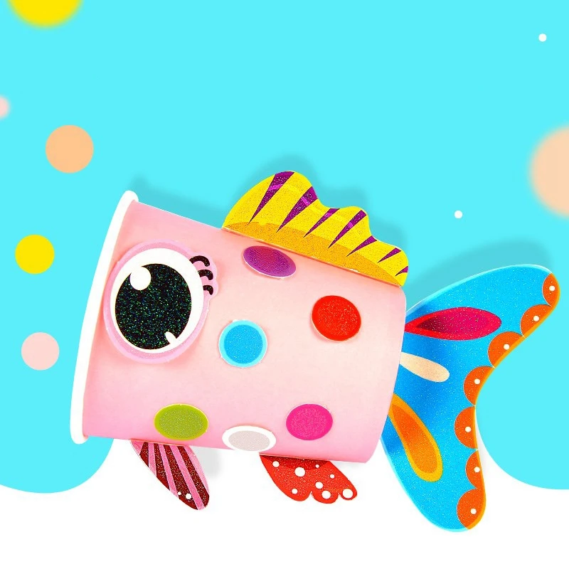 price reduction 12Pcs Children 3D Diy Handmade Paper Cups Sticker Material Kit Whole Set Kids Kindergarten School A