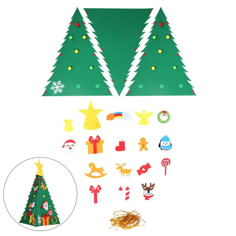 

2019 Kids DIY Non-woven Fabric Christmas Tree with Ornaments New Year Xmas Gift Home Decoration Children Toy