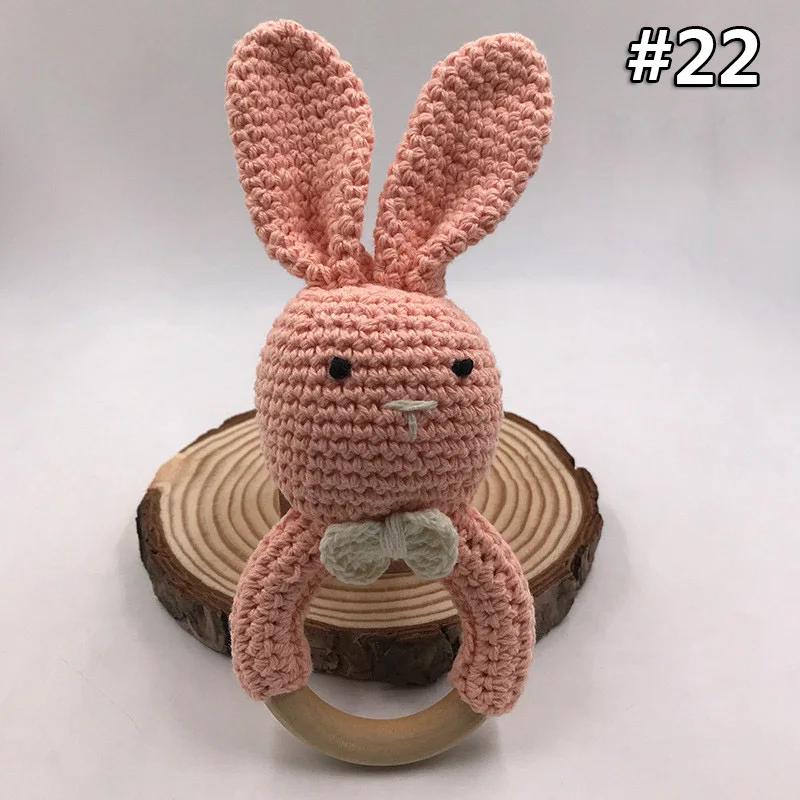 Wooden Teether 22 DIY Кролик Прорезыватель кольцо крючком жевательный детский Прорезыватель безопасный, деревянный животные жевательное кольцо Игрушки Зуб Уход Деревянный Прорезыватель подарок - Цвет: Wooden Teether 22