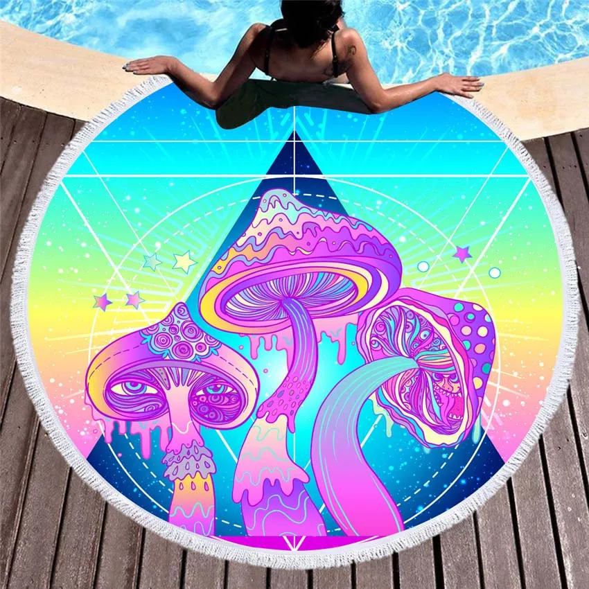 Круглое банное полотенце с геометрическим рисунком 150 см| |