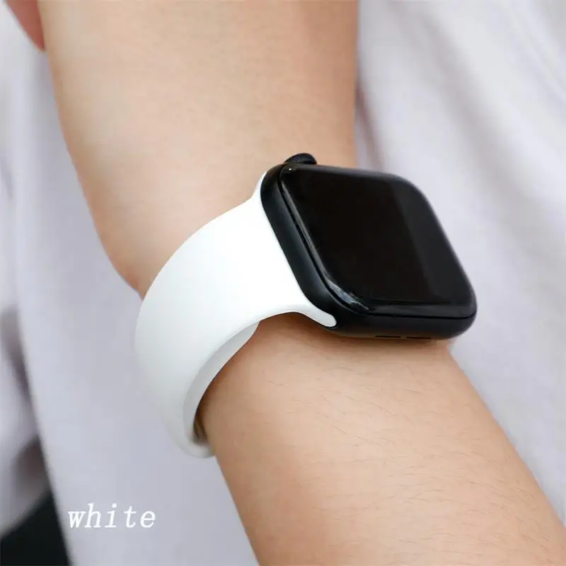 Ремешок для apple watch 5 4 ремешок 44 мм iwatch ремешок 42 мм correa 38 мм 40 мм спортивный силиконовый браслет ремешок для часов 4 3 2 - Цвет ремешка: White