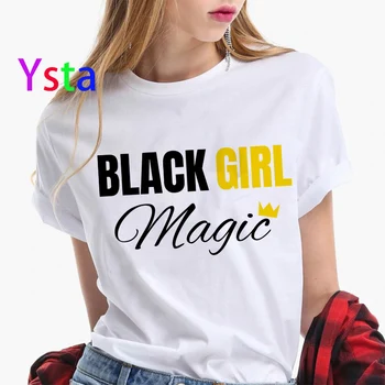 

Afro Lady Graphic tshirt Women BLACK GIRL MAGIC Print Harajuku T Shirts Queen Girl Power Tees Lady Casual Cotton Streetwear Tops