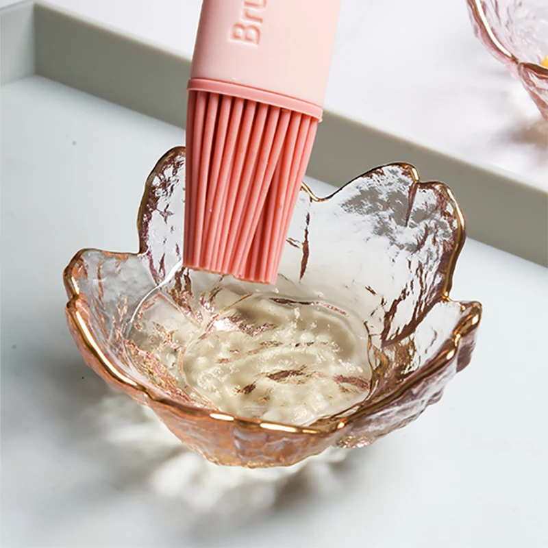 1-3Pcs Japanese Style Small Glass Plate with Golden Border Mini Seasoning Dessert Cute Style Sakura Bowl for Ice Cream Sala