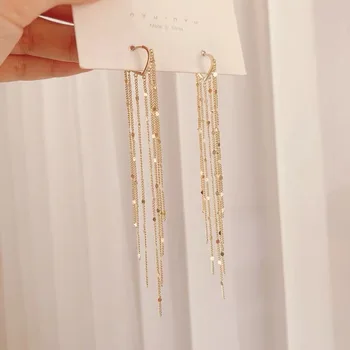 

2020 Korean New Style Tassel Long Pendant Earrings Fashion Simple Versatile Earrings Elegant Ladies Jewelry