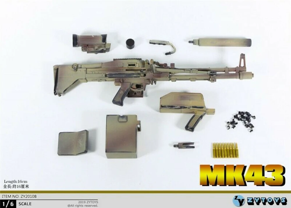 1:6 масштаб пулеметное оружие Модель ZY Toys ZY2010 MK43 для 12 дюймов солдатская стойка для оружия Weanpon игрушки для 12 ''фигурка