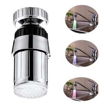 

LED Luminous Colorful Color Faucet 360 Degree Temperature Control Novelty Faucet Nozzle Head Bathroom Light Kitchen Supplies