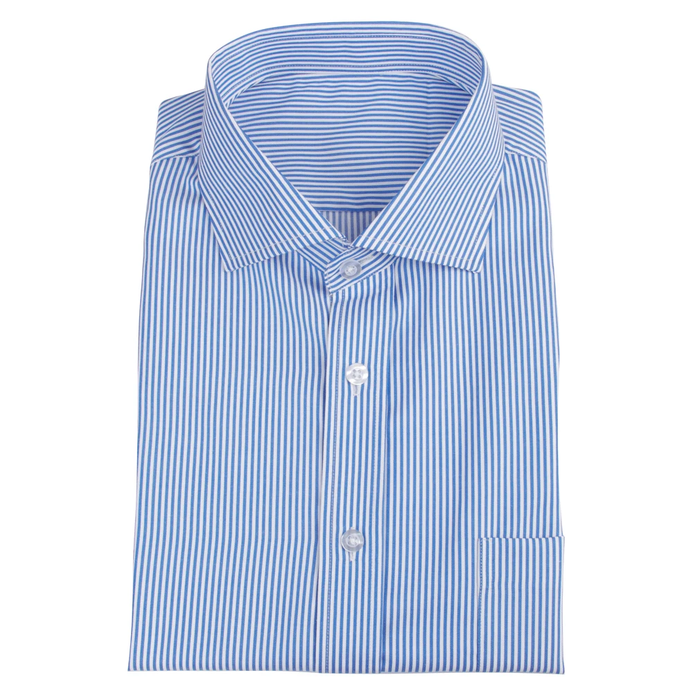 

Tailor Made Men Dress Shirts Long Sleeve Blue Striped Bespoke Dress Shirt Slim Pinstriped Office Shirts Chemise Homme Sur Mesure