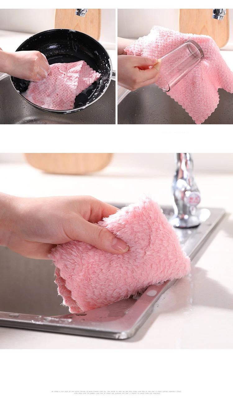 Household Super Absorbent Cleaning Cloth Rag For Cars Microfiber Kitchen Towel Dishcloths Washing Cleaning Rags For Dish Washing