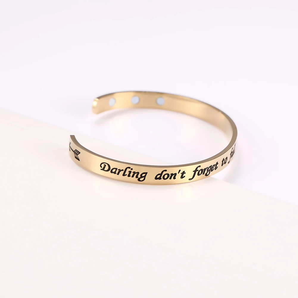 Myshape Women Bangle 316LStainless SteelSilver Gold Bangle Rose Gold Healthy Magnetic Bracelets Cuff Bangle Hand Chain