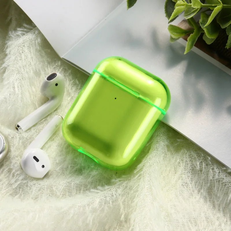 Green Чехол карамельного цвета для AirPods, чехол, Роскошный милый прозрачный жесткий чехол на AirPods Apple, чехол, протектор для Air Pod, чехол s, чехлы - Цвет: Green