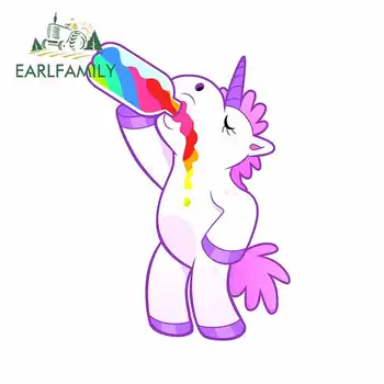 

EARLFAMILY 13cm x 9cm for Unicorn Drinks Rainbow Royalty Motorcycle Car Bumper Window Stickers Laptop Car Decals Waterproof
