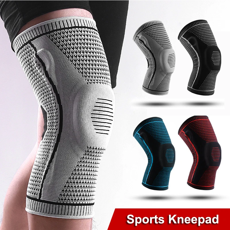Silicone Knee Pads Full Knee Brace Strap Patella Medial Support Strong Meniscus Compression Protection Sport Pads.