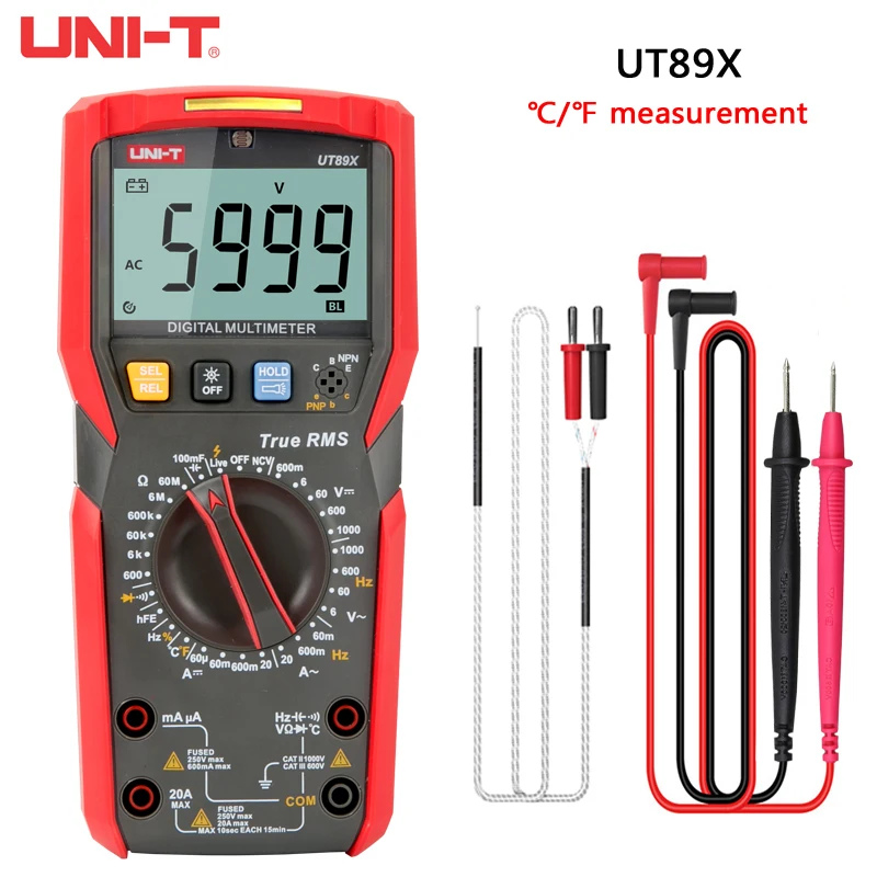 UNI T Цифровой мультиметр UT89X UT89XD True RMS 20A ток 1000 в Вольтметр Сопротивление Емкость