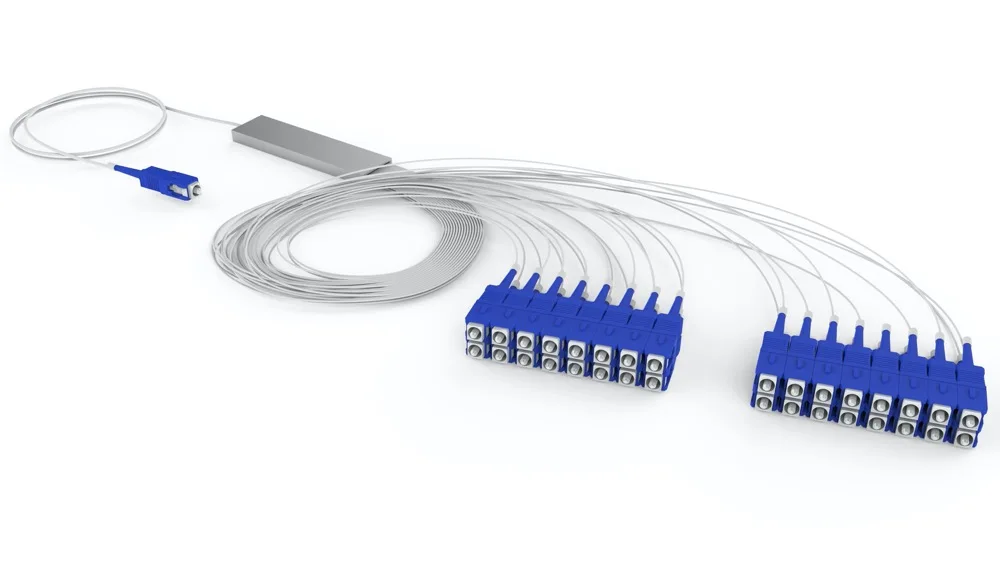

Free Shipping 0.9mm Steel Tube 1x32 Mini Blockless SC/UPC Connector 1:32 32 Ports Fiber Optical PLC Splitter