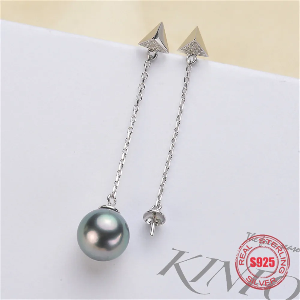 

Pyramid Style Stud Earrings Pearl Fittings DIY Handmade Craft S925 Sterling Silver Accessory Earrings Findings