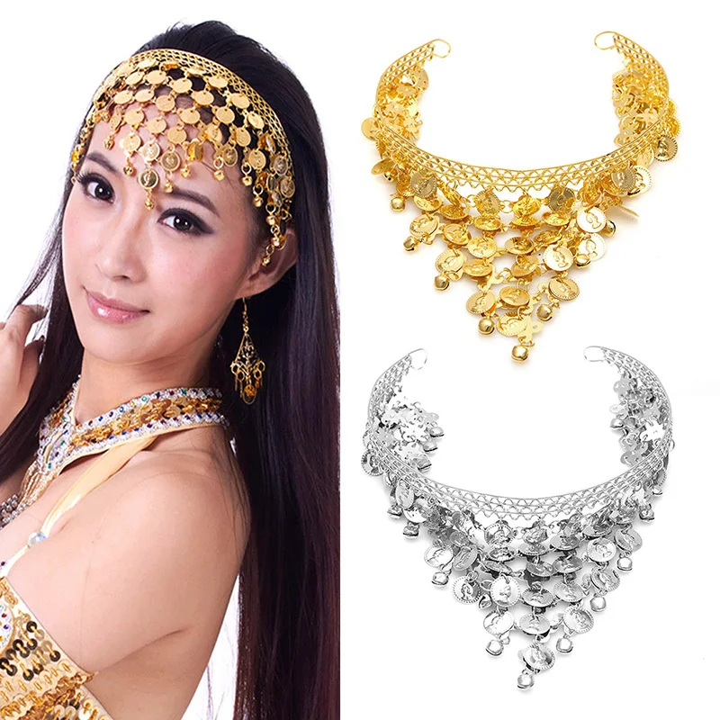

1PC Chic Belly Dance Hair Band Costume Dancing Coin Sequins Headbands Stage Performance Accessories