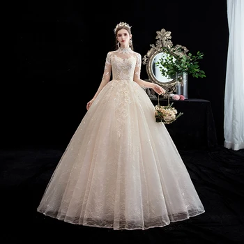 

Wedding Dress New Luxury Muslim Wedding Dress Full Sleeve High Neck Ball Gown Princess Classic Lace Embroidery Wedding Dresses