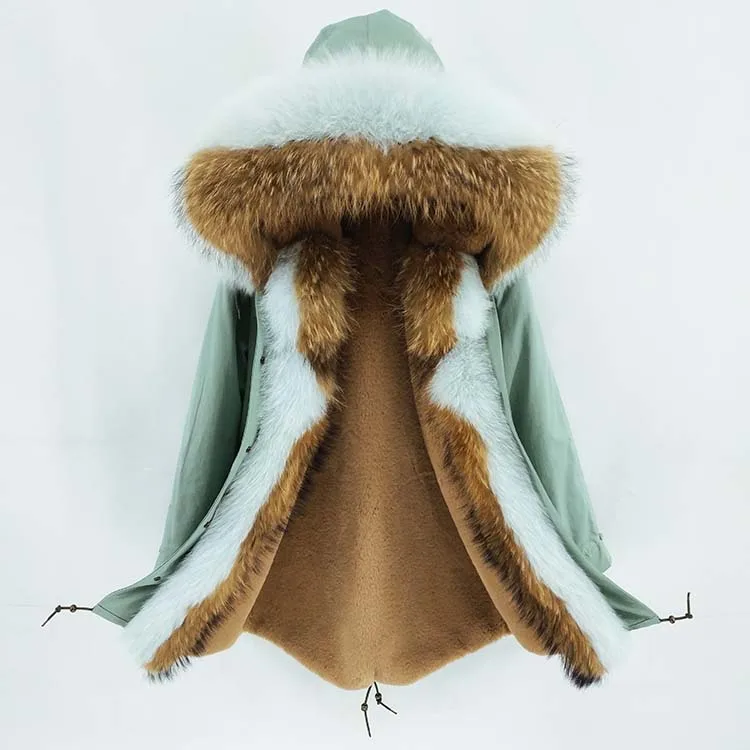 Зимняя женская куртка из натурального меха енота, воротник из лисьего меха, капюшон с манжетами, Толстая теплая верхняя одежда, новая длинная парка, пальто из натурального меха