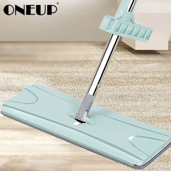 

ONEUP Microfiber Cloth Floor Mop Hands-Free Wash Flat Swab Home House Office Cleaning Tool Replaceable Cloth Household Mop