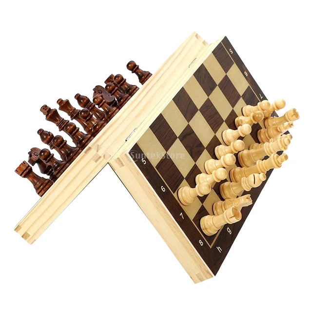 Conjunto de tábua de xadrez de madeira para adultos e crianças, 4 em 1  tabuleiro de xadrez, jogo de damas - AliExpress