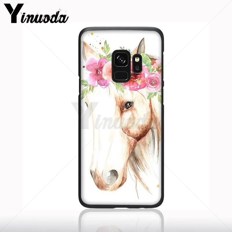 Coque untuk Galaxy S9plus Kuda Hewan Hitam Lembut Ponsel Case untuk Samsung Galaxy S10plus S9 S8plus S10e A50 A70 A10 ponsel