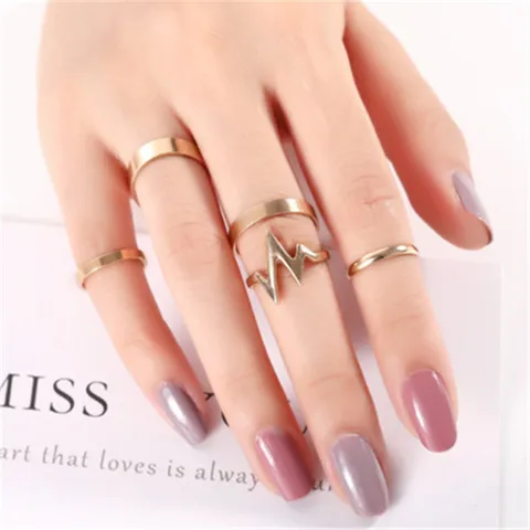 pieces/set new punk gold wide chain ring set ladies fashion irregular finger fine ring gift bohemian jewelry party gift