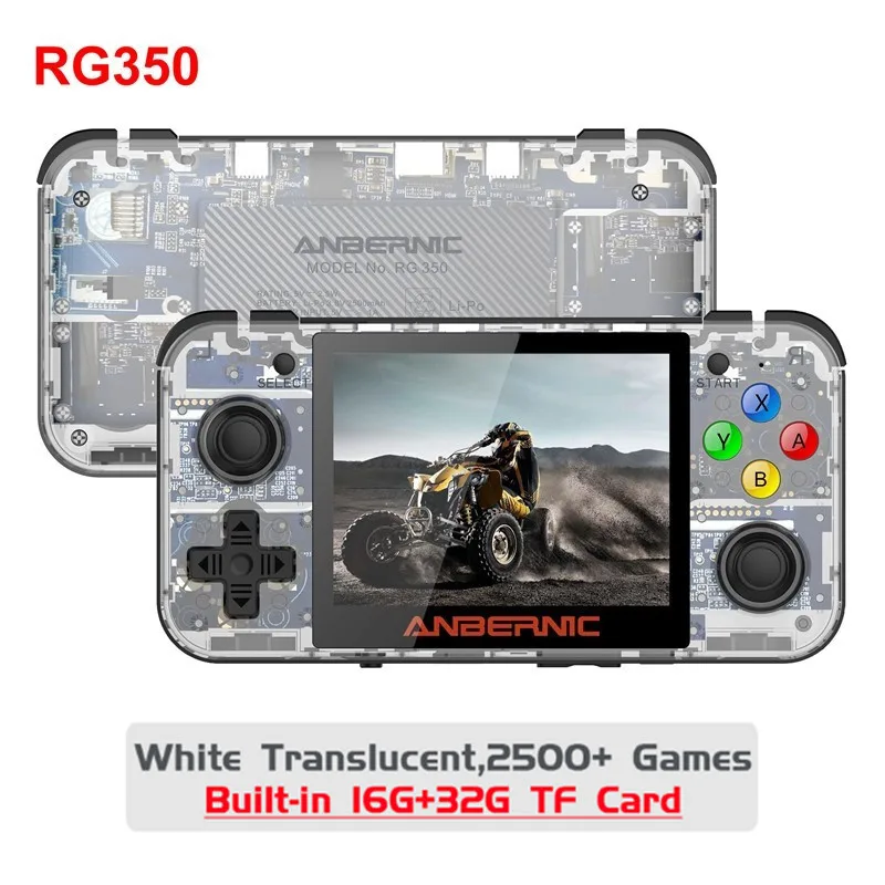 White T and32GTFcard Новинка, ретро игровая RG-350, видеоигра, портативная игровая консоль, мини, 64 бит, 3,5 дюймов, ips экран, 16 ГБ+ 32 ГБ, TF, игровой плеер, RG350 PS1 - Цвет: White T and32GTFcard