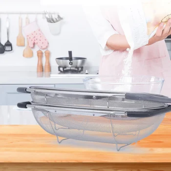 

Kitchen Strainer Mesh Stainless Steel Retractable Micro-Perforated Colander Washing Rinsing For Vegetables Dishwasher Fruits