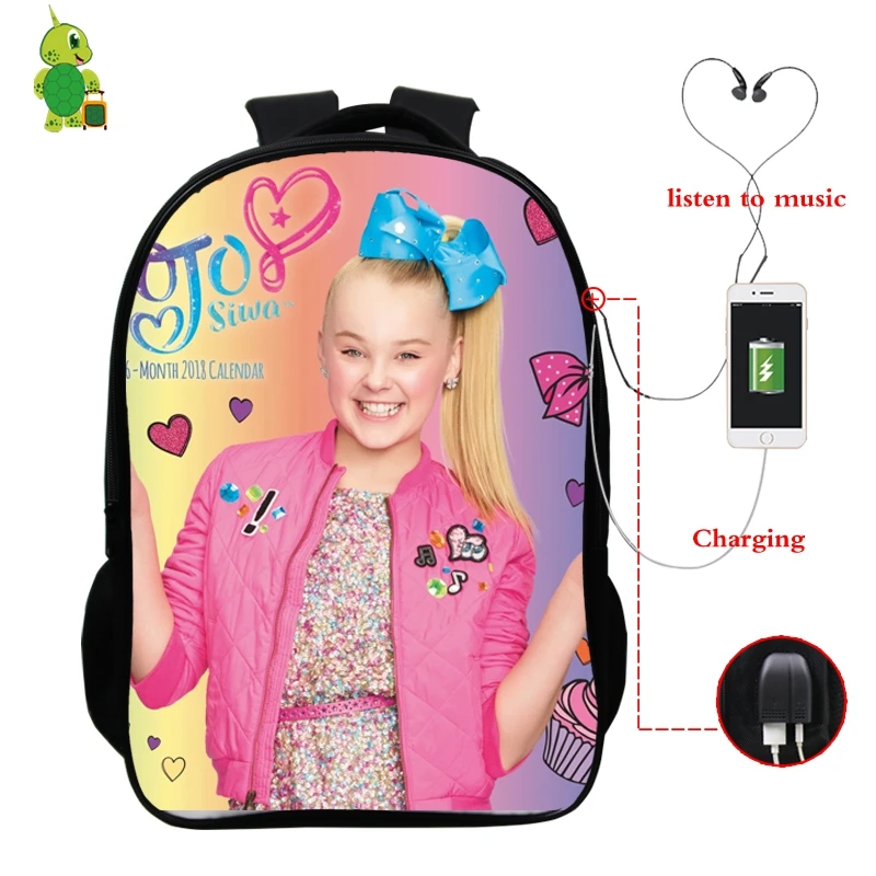 Популярные звезды Jojo Siwa рюкзак Многофункциональный USB зарядка школьные сумки для подростков рюкзак для девочек с отделением для ноутбука Большая Дорожная сумка на плечо - Цвет: 5