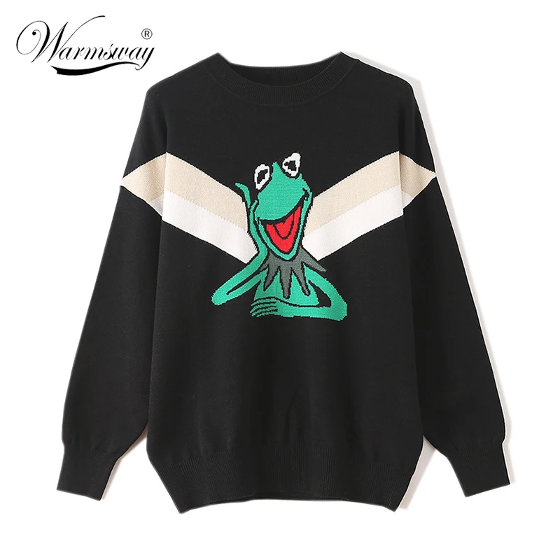 Harajuku Original Women Sweater Warm Frog Jacquard High Quality Winter Sweaters Female Casual Pullover Knitted Tops C-504 | Женская